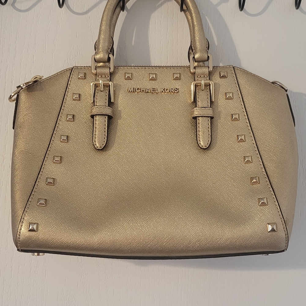 Michael KORS Medium Gold Leather Gold Stud Handbag
